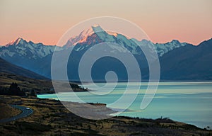 Mount Cook during sunset in New Zealand