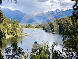 Mount Cook and Mount Tasman views from lake Matheson, New Zealand