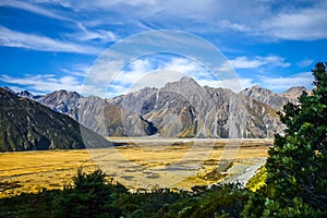 Mount Cook valley landscape, New Zealand