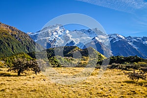 Mount Cook valley landscape, New Zealand