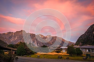 Mount Cook valley at sunset, New Zealand