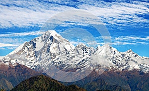 Mount Dhaulagiri with clouds on sky