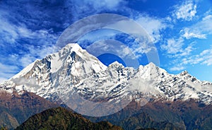 Mount Dhaulagiri with clouds on sky