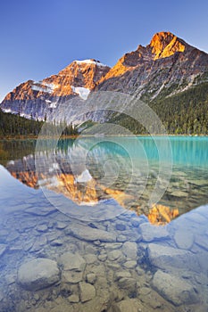 Mount Edith Cavell and lake, Jasper NP, Canada at sunrise