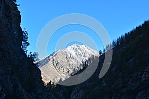 Mount Elbrus with ski slopes. Caucasus snowy mountains. Alpine skiing in the fresh air. skiers in the snow. mountain snowy landsca