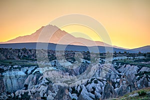 Mount Erciyes volcano in the early morning, Cappadocia photo