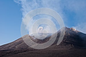 Mount Etna and the smoke