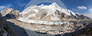 Mount Everest base camp evening panoramic view