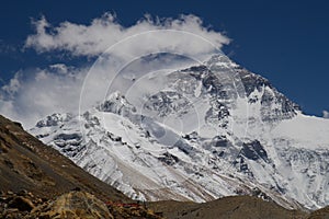 Mount Everest from the base camp in Tibet F
