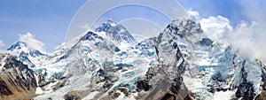 Mount Everest with beautiful sky and Khumbu Glacier