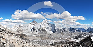 Mount Everest with beautiful sky and Khumbu Glacier