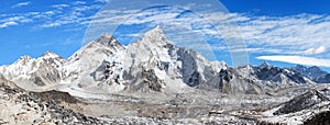 Mount Everest with beautiful sky and Khumbu Glacier