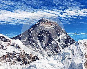 Mount Everest with clouds from Kala Patthar
