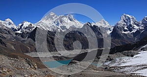 Mount Everest and Gokyo Lake seen from Renjo Pass