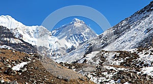 Mount Everest from Gokyo valley, Himalayas mountains