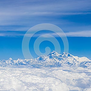 Mount Everest in Himalaya. 8848 m highest mountain on earth