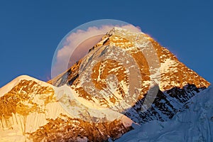 Mount Everest from Kala Patthar, evening sunset view