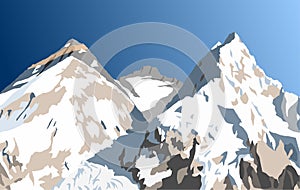 Mount Everest Lhotse and Nuptse vector illustration