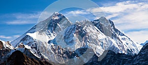 Mount Everest, Lhotse and Nuptse from Renjo pass