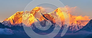 Mount Everest Lhotse sunset Nepal Himalayas mountains