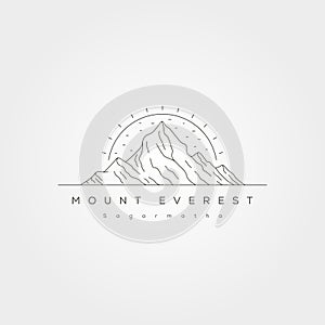 mount everest line art vector illustration design, everest mountain minimal logo design photo