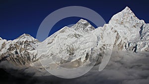 Mount Everest and Nuptse on a late afternoon