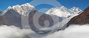 Mount Everest, Nuptse rock face, Lhotse and Lhotse Shar