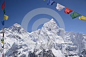 Mount Everest and praying flags