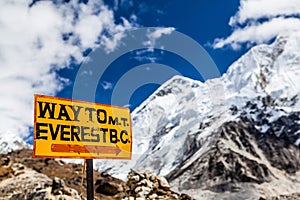 Mount Everest signpost Himalayas photo