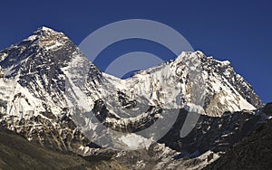 Mount Everest South Col and Hillary Step in Himalaya Mountains