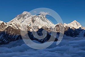 Mount Everest view from Renjo La pass.