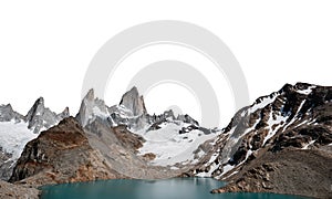 Mount Fitz Roy (Patagonia) isolated on white background
