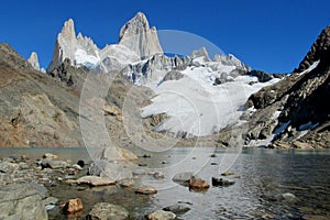 Mount Fitz Roy view from the lake, Patagonia