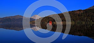 Mount Fuji of Blue sky Fine weather from Lake Ashi Hakone Town Japan