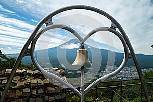 Mount Fuji with hear shaped bell
