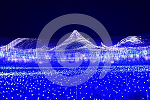 Mount Fuji island light display at Nabana no Sato in Japan