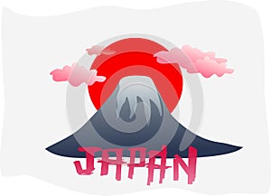 Mount Fuji with Japan flag