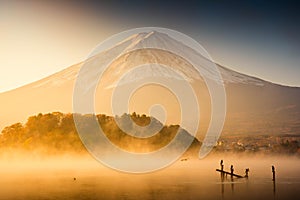 Mount Fuji at Kawaguchiko Japan on sunrise.