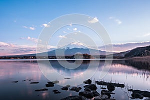 Mount Fuji at Kawaguchiko,reflection ,twilight