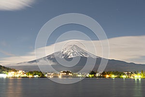 Mount Fuji and Lake kawaguchiko in autumn. It is a popular tourist destination