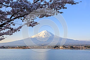 Mount fuji at Lake kawaguchiko in the morning.