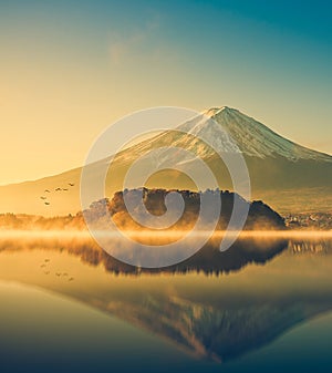 Mount fuji at Lake kawaguchiko,Sunrise