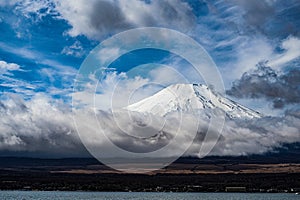 Mount Fuji and majestic sky taken from Lake Yamanaka