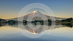 Mount Fuji reflected in Lake Japan