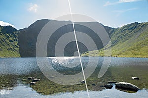 Mount Helvellyn, 950 metres high above Lake Ullswater.