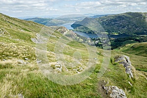 Mount Helvellyn, 950 metres high above Lake Ullswater.