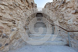 Mount Herodion and the ruins of the fortress of King Herod inside an artificial crater. The Judaean Desert, West Bank.