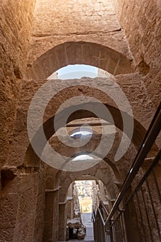 Mount Herodion and the ruins of the fortress of King Herod inside an artificial crater. The Judaean Desert, West Bank.