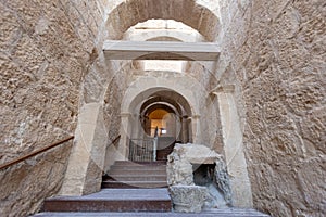 Mount Herodion and the ruins of the fortress of King Herod inside an artificial crater. The Judaean Desert, West Bank.