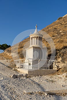 Mount Herodion and the ruins of the fortress of King Herod inside an artificial crater. The Judaean Desert, West Bank.